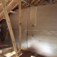 Foam board insulation installed in attic