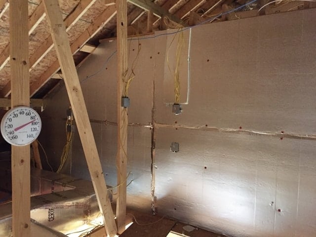 Foam board insulation installed in attic