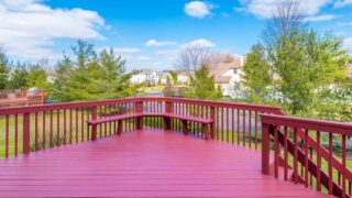Painted wood deck.
